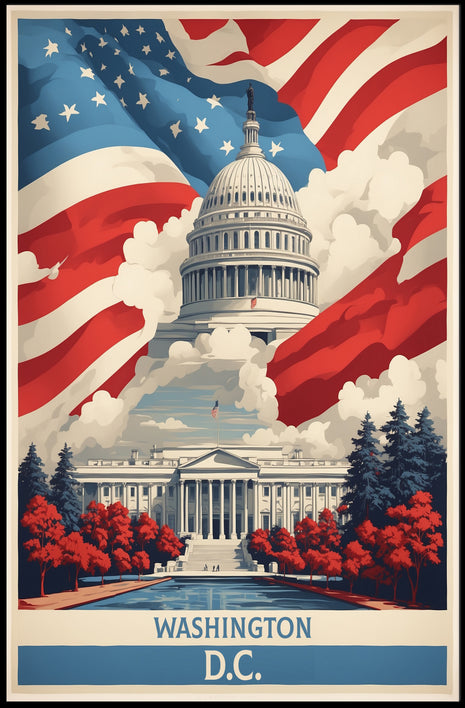 United States Capitol Vintage Artistic Patriotic Political Poster