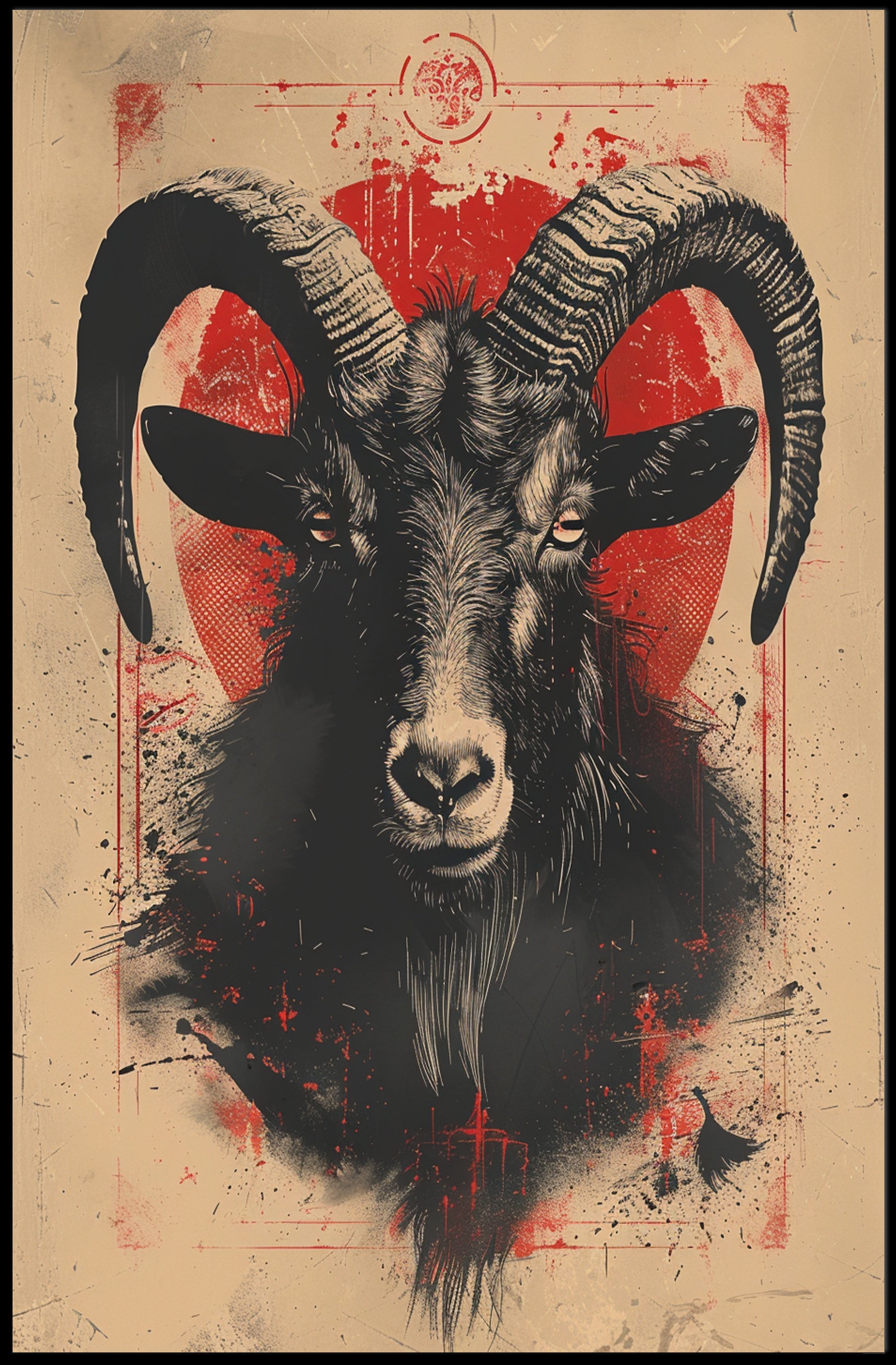Majestic Goat Art Print Poster for Home Decor and Nature Lovers PosterGoat