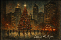 Holiday Skating in Detroit Poster