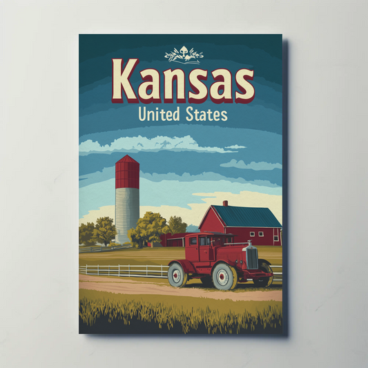 Kansas Farm Truck Vintage Poster