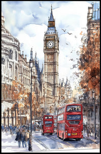 UK London Big Ben Street View Poster