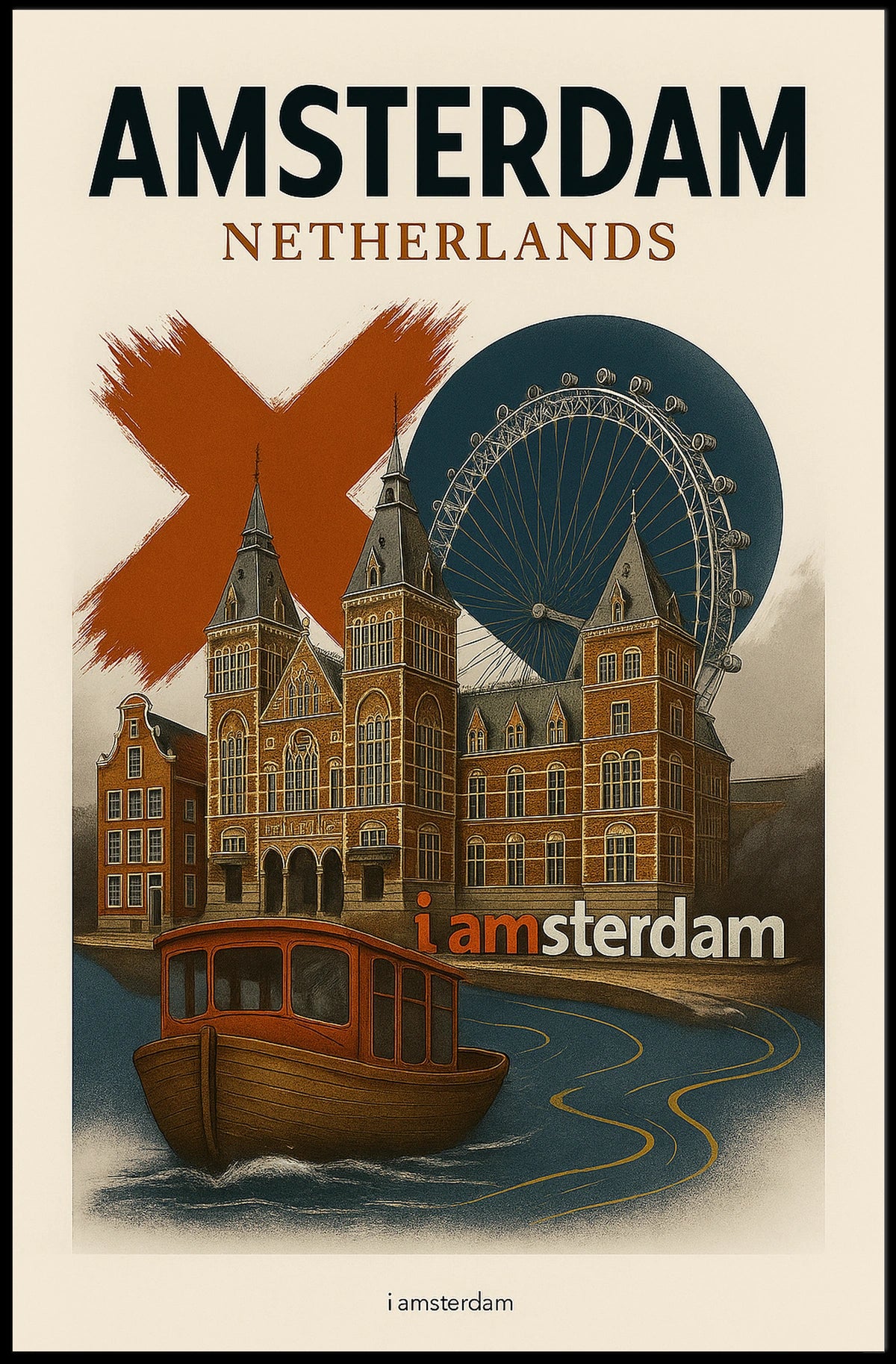 Amsterdam Netherlands Travel Poster