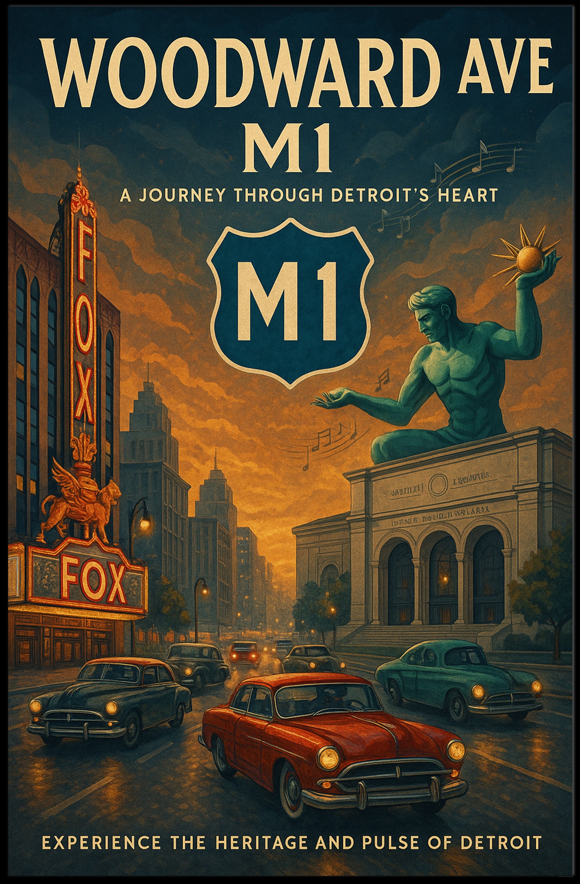 Detroit Journey Through Time Travel Poster