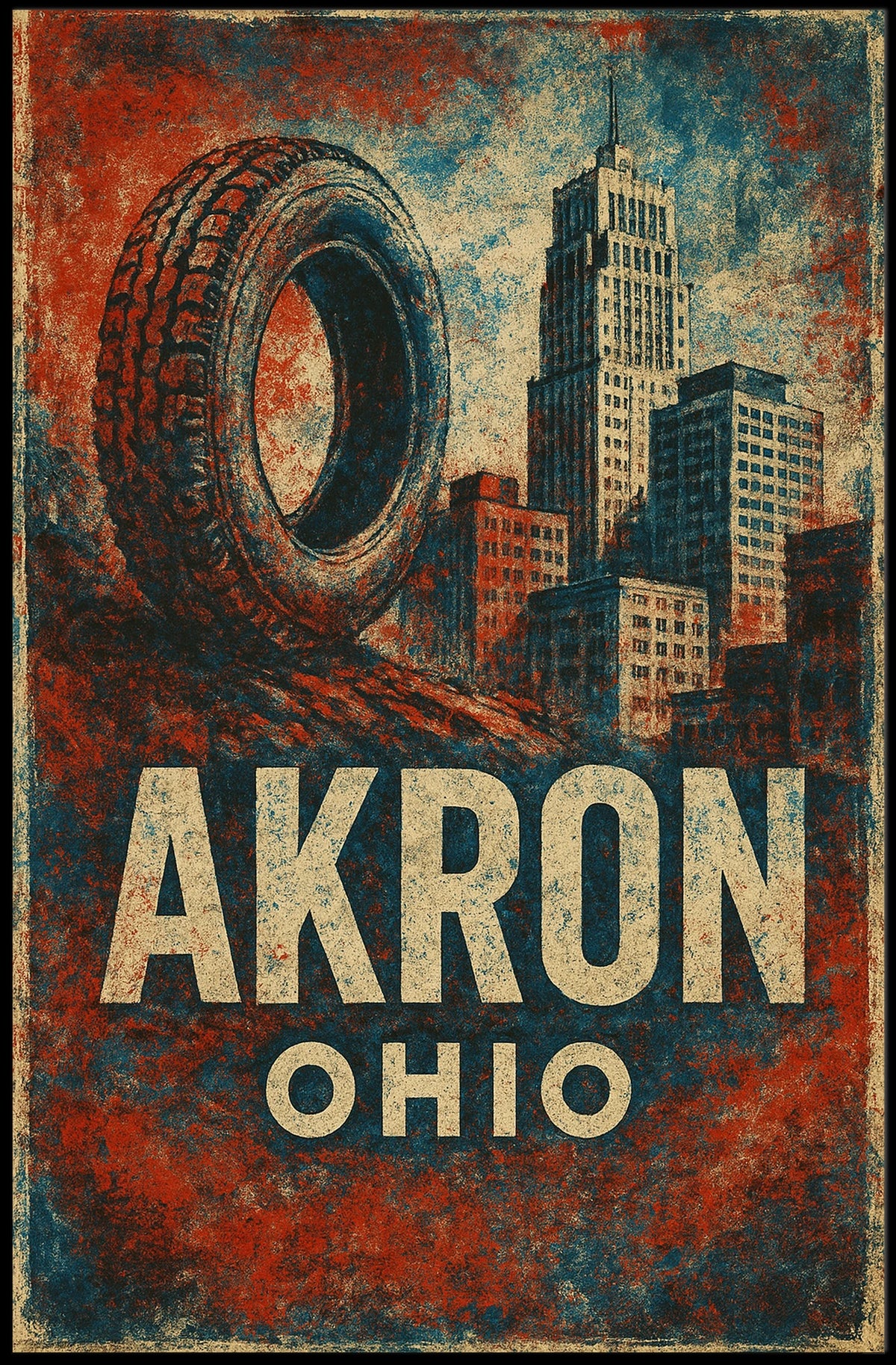 Akron Rubber City Urban Realism Poster
