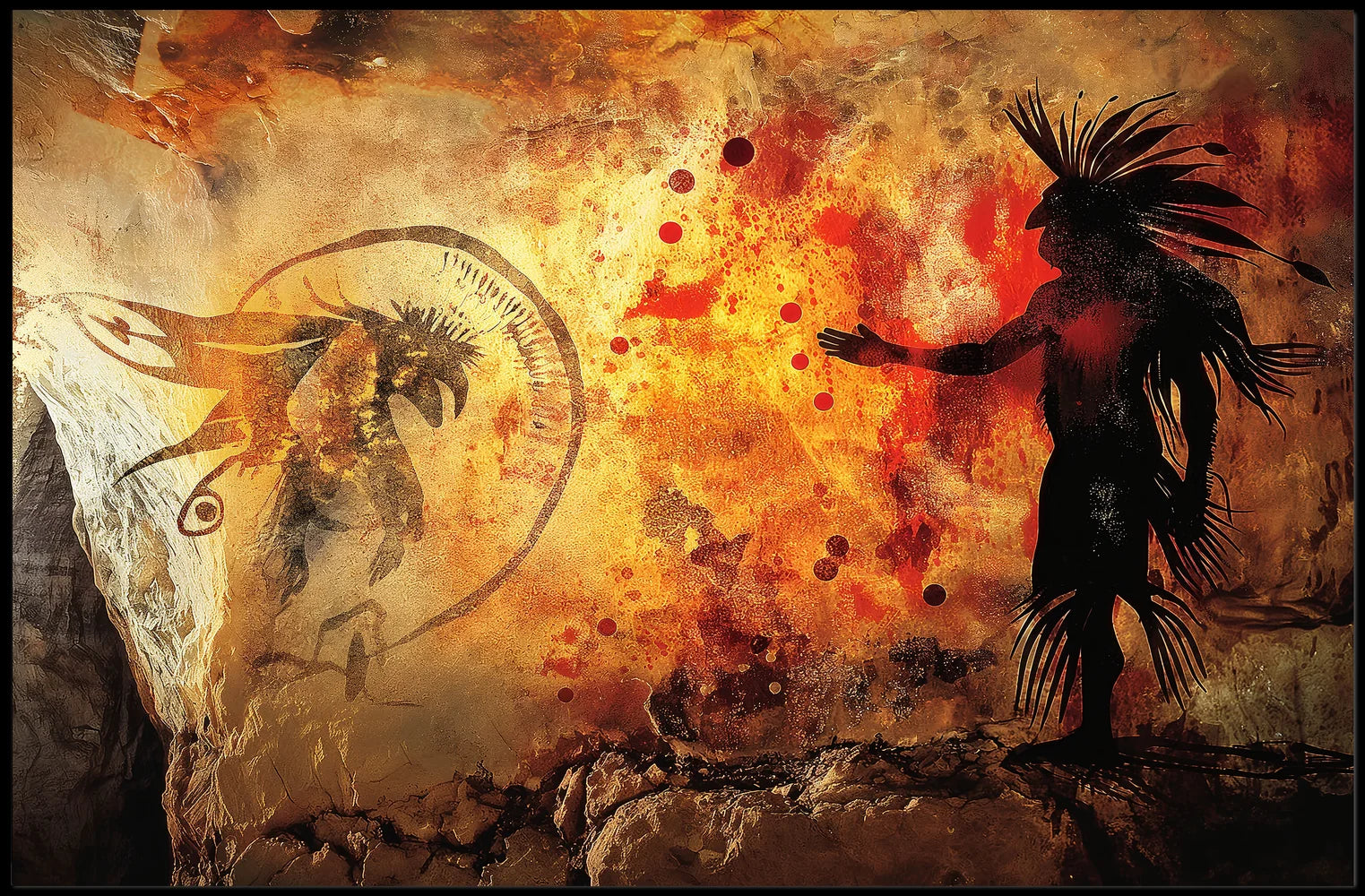 Prehistoric Cave Art Poster: Indigenous Heritage Design