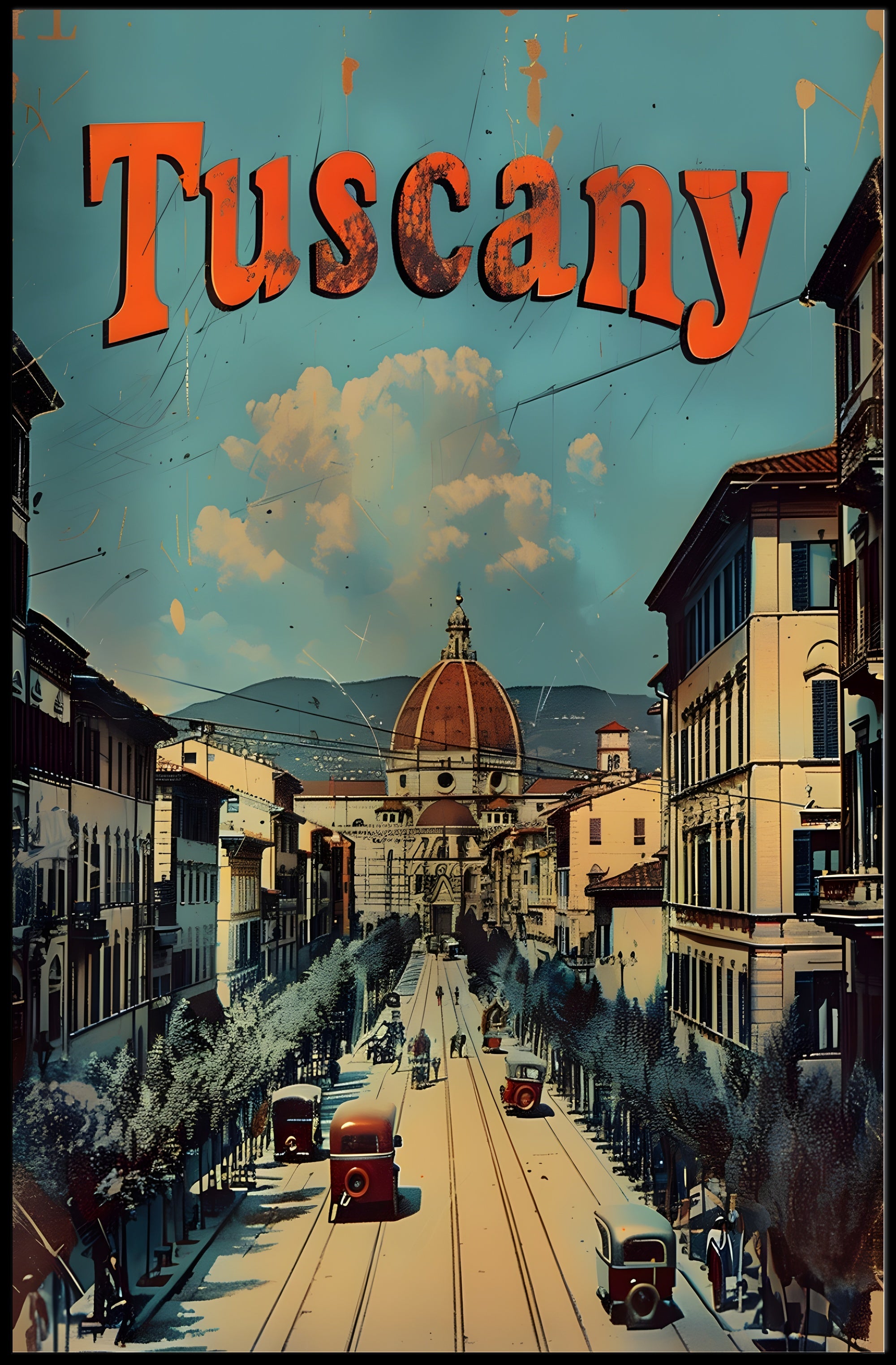 Vintage Florence Cityscape with Dome Travel Poster
