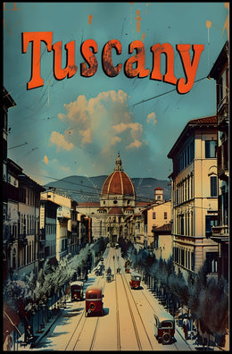 Vintage Florence Cityscape with Dome Travel Poster