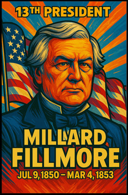 Millard Fillmore 13th President of the United States Colorful Comic Book Style Poster