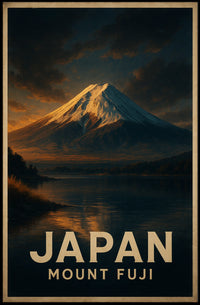 Mount Fuji Sunrise Travel Vintage Poster