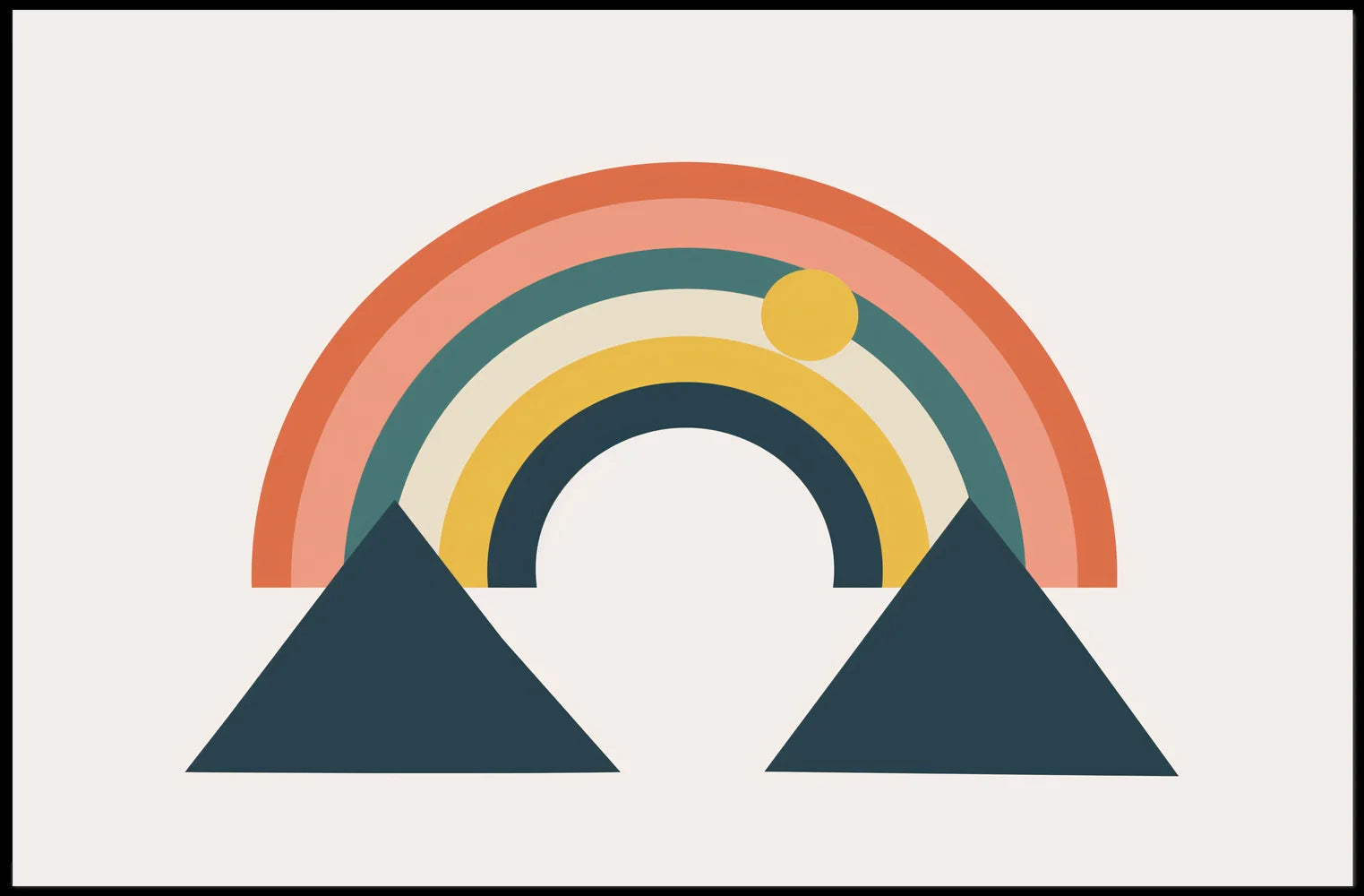 Abstract Rainbow and Geometric Mountains Art Poster