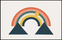 Abstract Rainbow and Geometric Mountains Art Poster