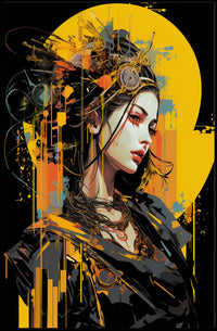Futuristic Cyberpunk Woman Portrait Art Poster