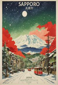 Sapporo Winter Wonderland Vintage Travel Poster