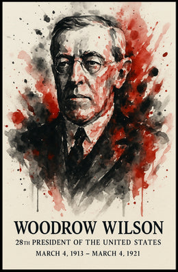 Woodrow Wilson Watercolor Illustration Historical or Presidential Poster