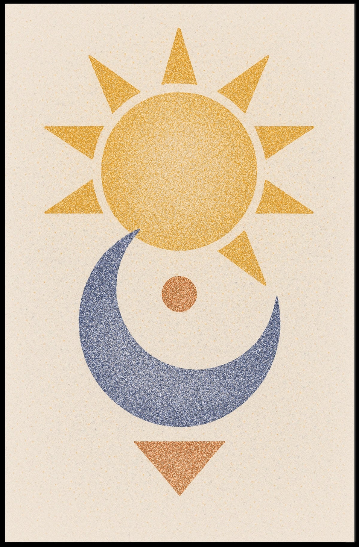 Stylized Sun and Moon Abstract Artistic Poster