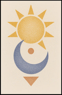 Stylized Sun and Moon Abstract Artistic Poster