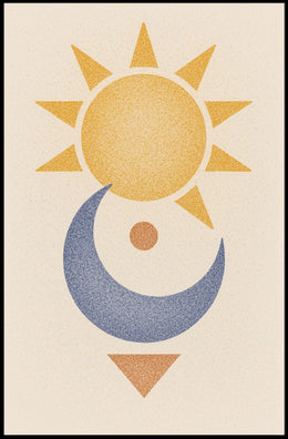 Stylized Sun and Moon Abstract Artistic Poster