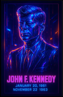 JFK Neon Cityscape Legacy Wanderlust Pop Art Poster