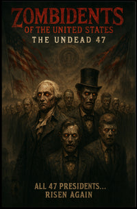 Zombified Presidents Surreal Horror Art Poster