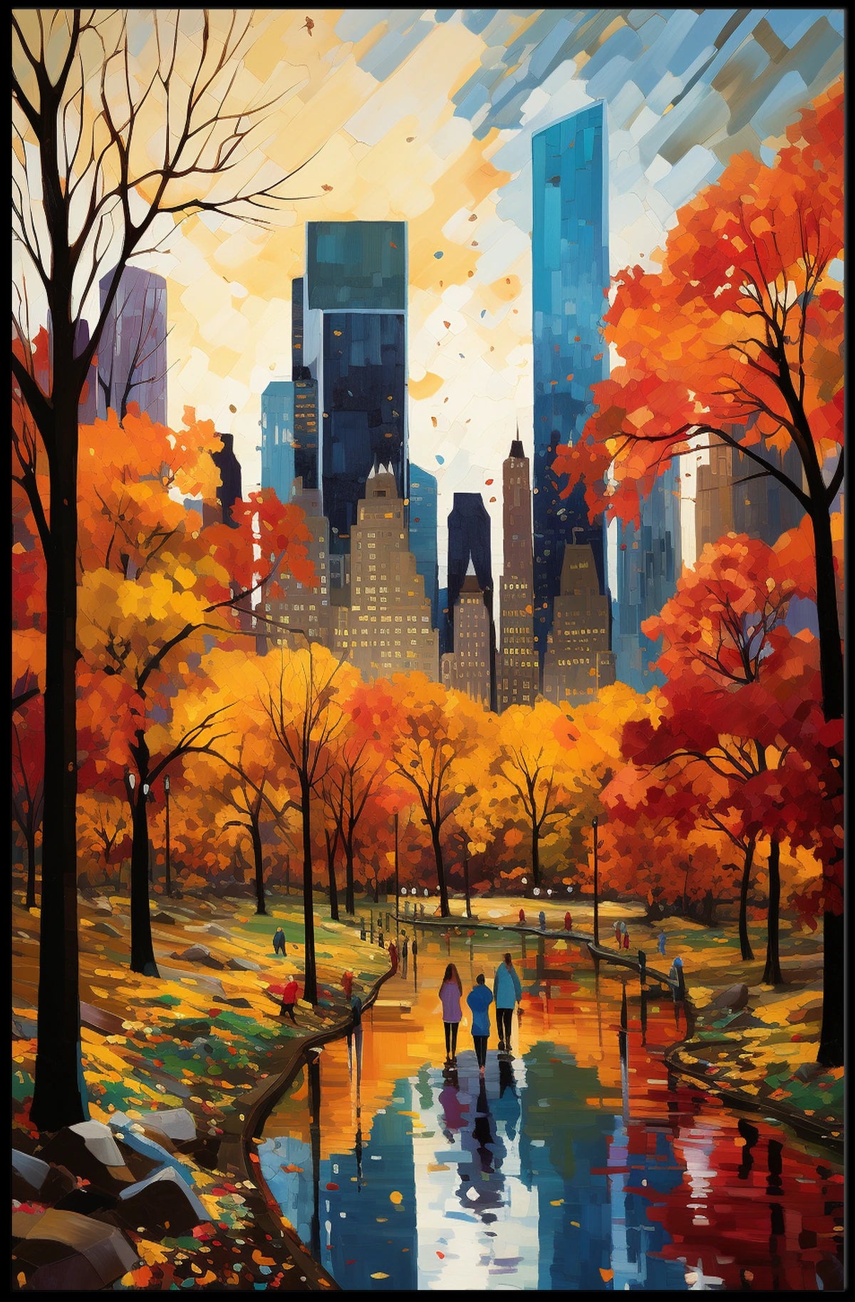 Autumn Tranquility: Scenic Pathway Artful Landscape Poster