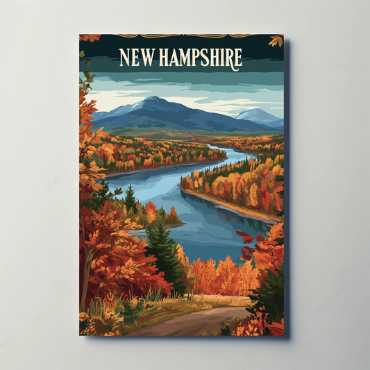 New Hampshire Autumn Vintage Style Poster
