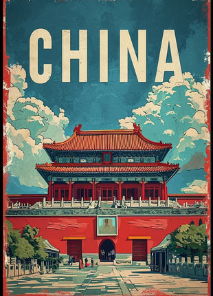 China Vintage Architectural Landmark Poster - Cultural or Heritage Poster