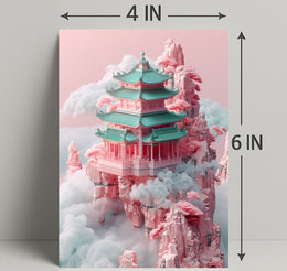 Floating Pagoda In The Clouds Poster PosterGoat
