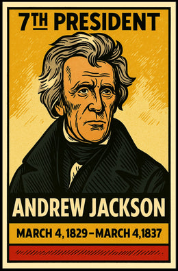 Andrew Jackson 7th President of the United States Inked Comic Style Poster