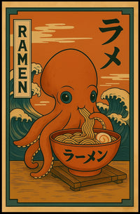 Octopus Ramen Delight Poster