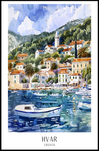 Picturesque Hvar Island Coastal Scene Travel Poster PosterGoat