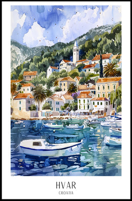 Picturesque Hvar Island Coastal Scene Travel Poster PosterGoat