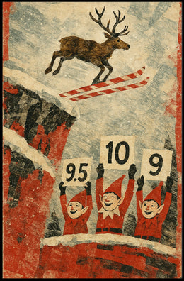 Reindeer Ski Jump Poster