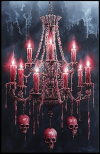 Gothic Chandelier Of Skulls Poster