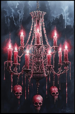 Gothic Chandelier Of Skulls Poster