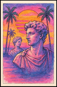 Classical Meets Modern Retro-Futurism in Artistic Poster