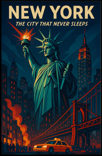 New York Skyline Vintage Travel Poster