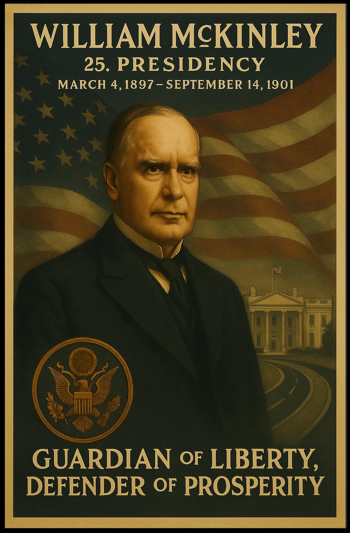 William McKinley Presidency Vintage Historical or Presidential Poster