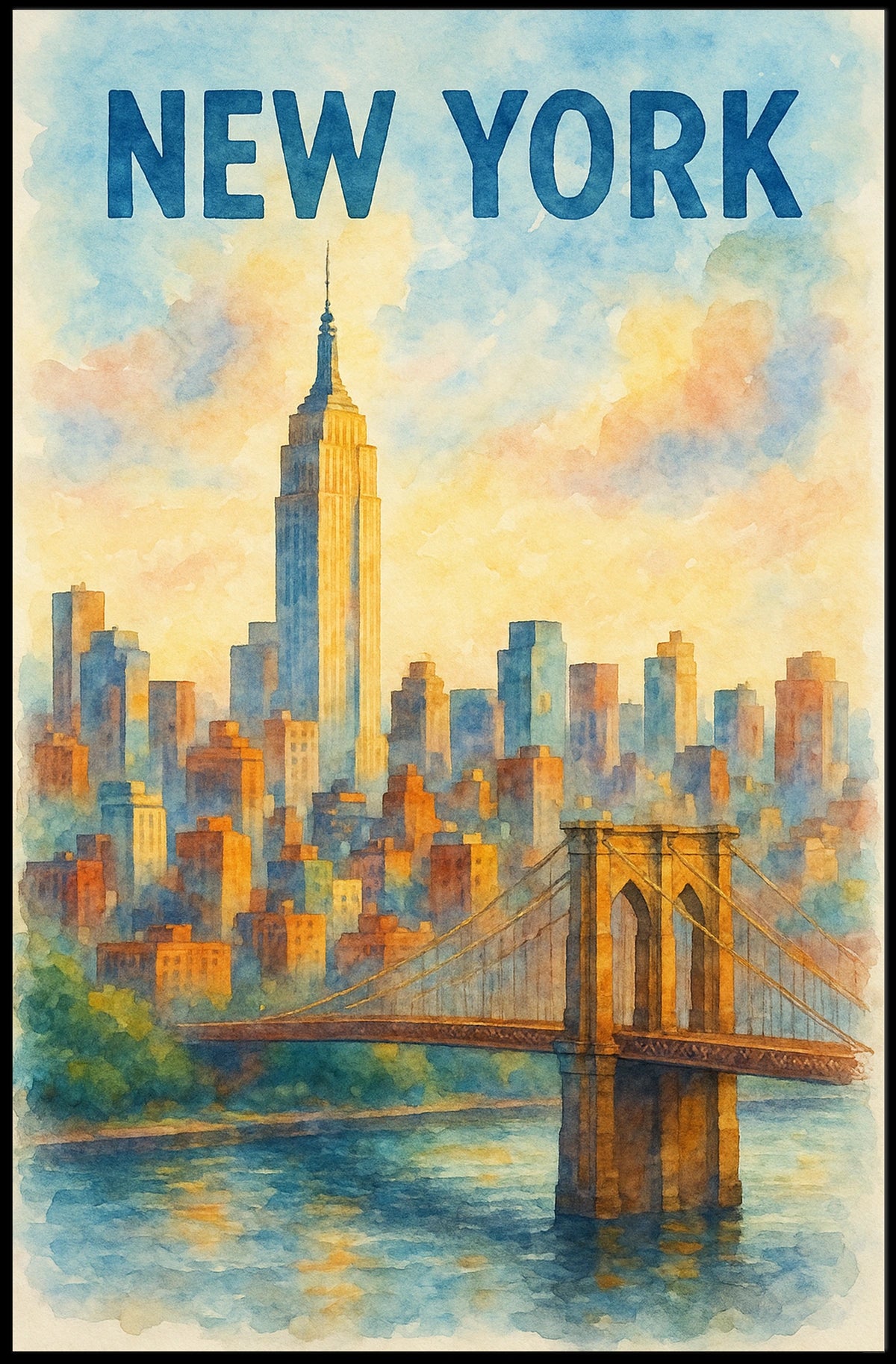 New York Water Color Poster
