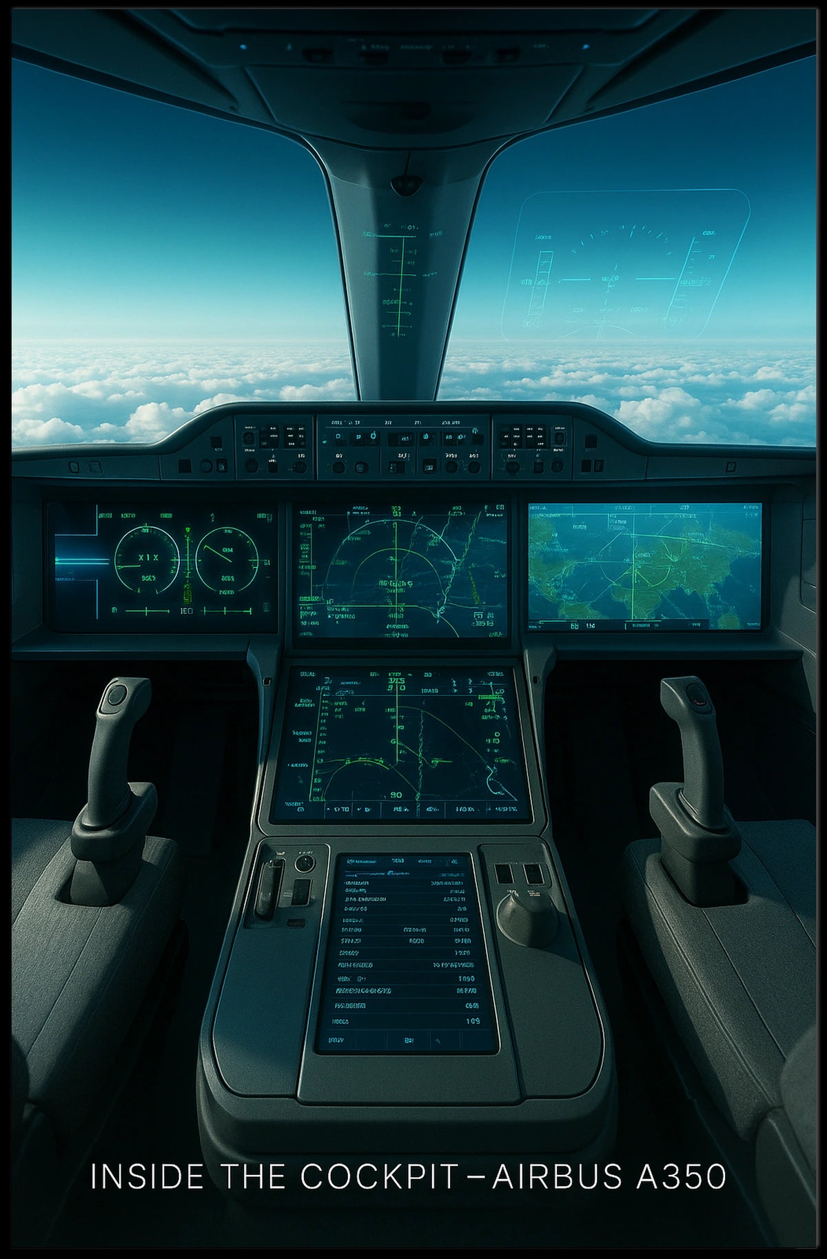 Inside the Cockpit Airbus A350 Poster