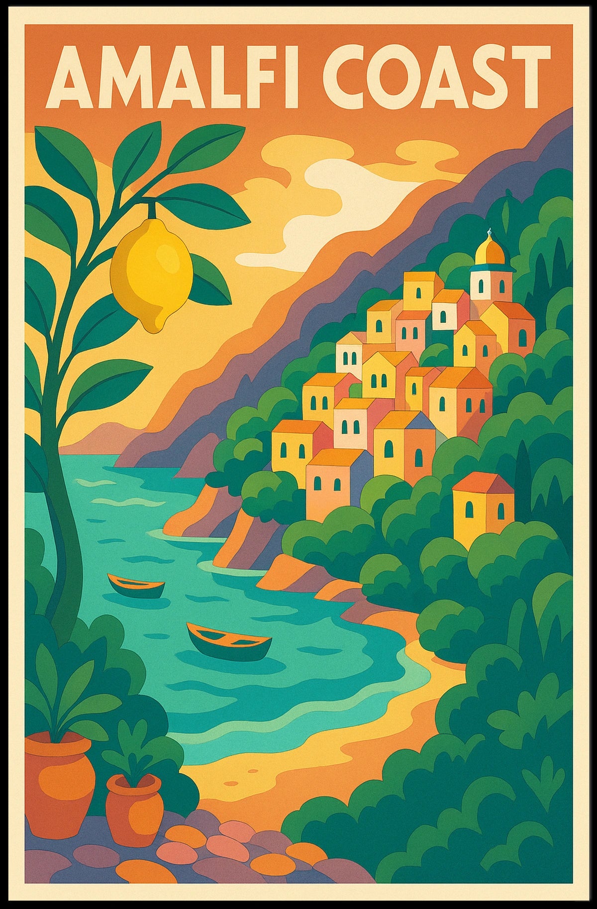 Amalfi Coast Dreamscape Poster For Coastal Decor Lovers