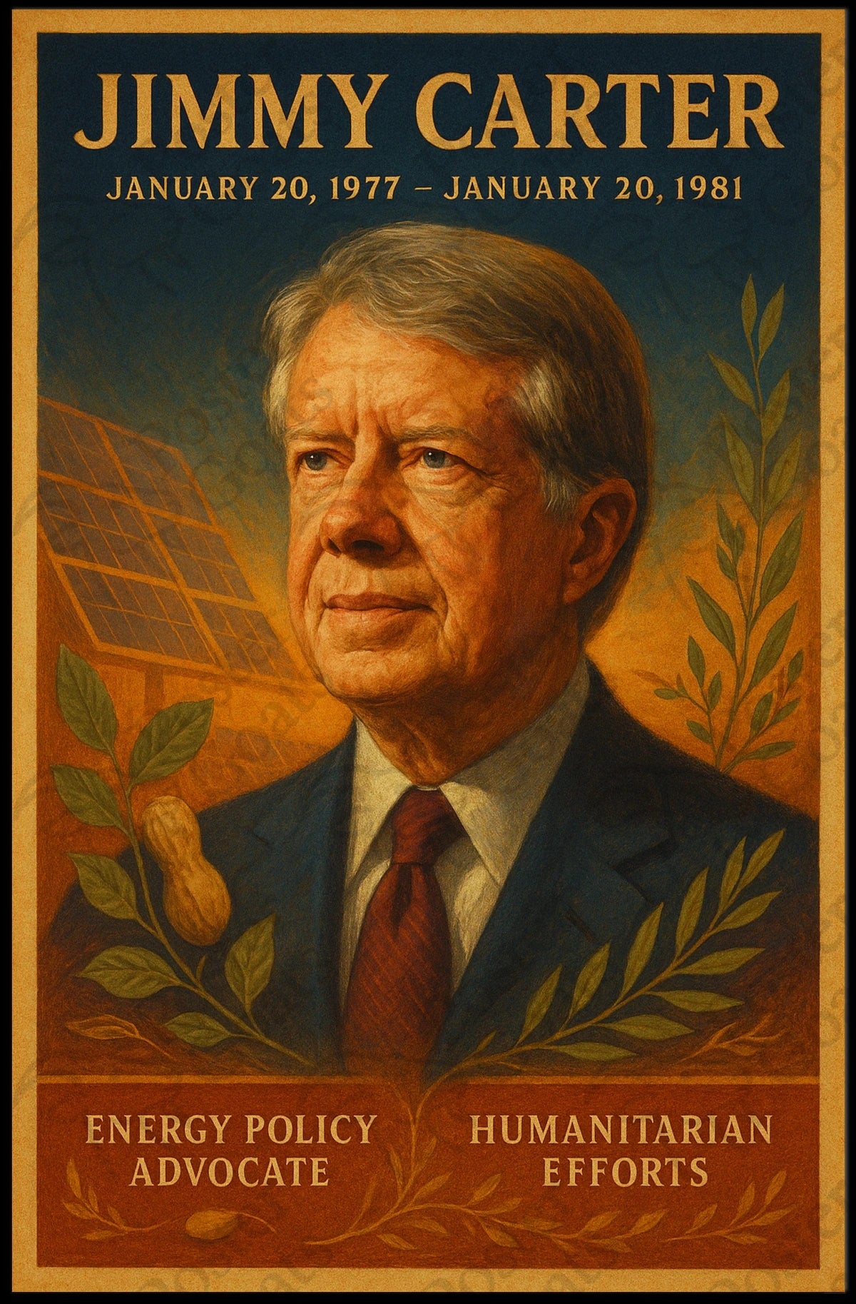 Jimmy Carter Presidential Legacy Illustrated Historical Poster