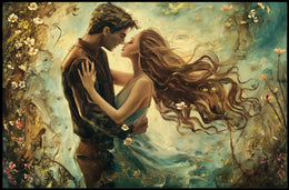 Romantic Embrace: Impressionistic Floral Fantasy Poster