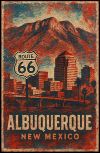 Albuquerque Route 66 Southwestern Vintage Poster
