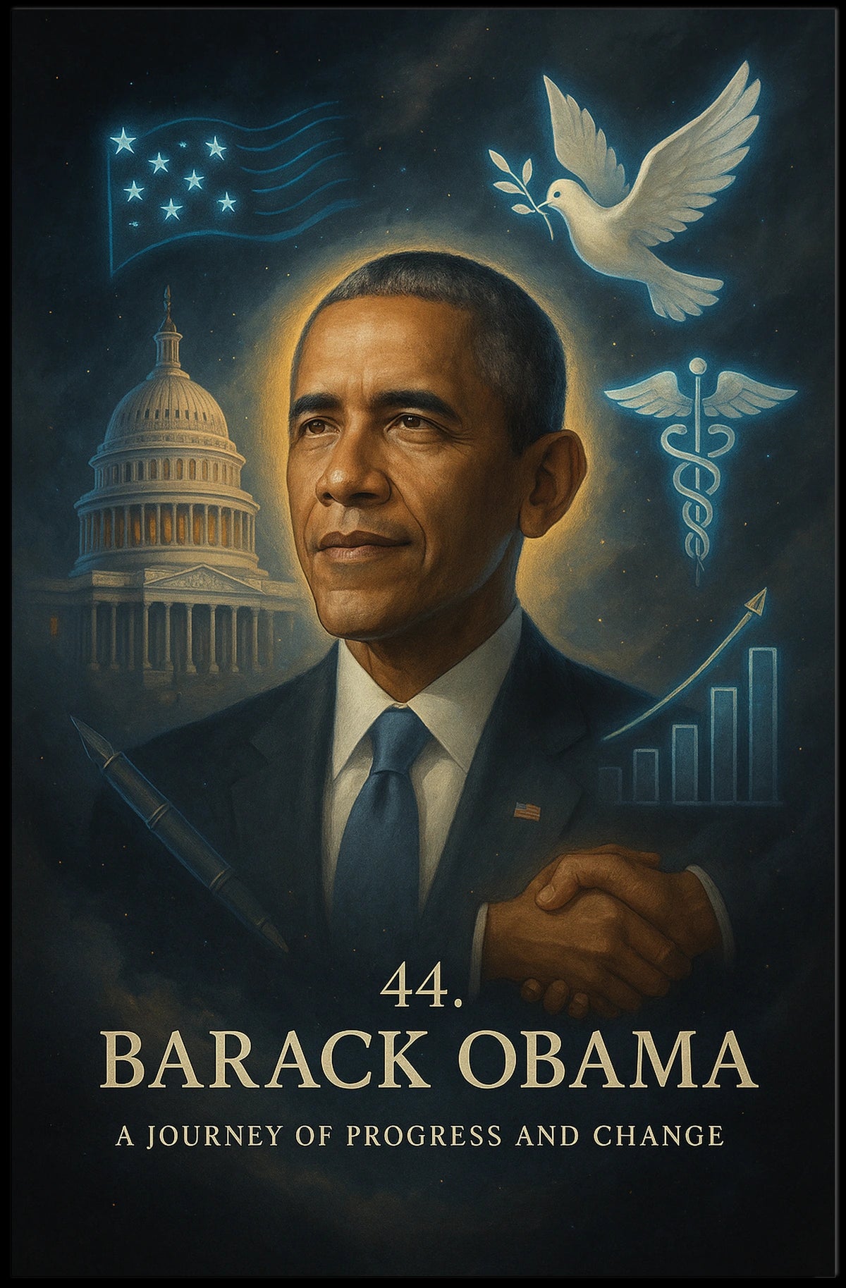 Progressive Leadership Poster of Barack Obama - Historical or Presidential Poster