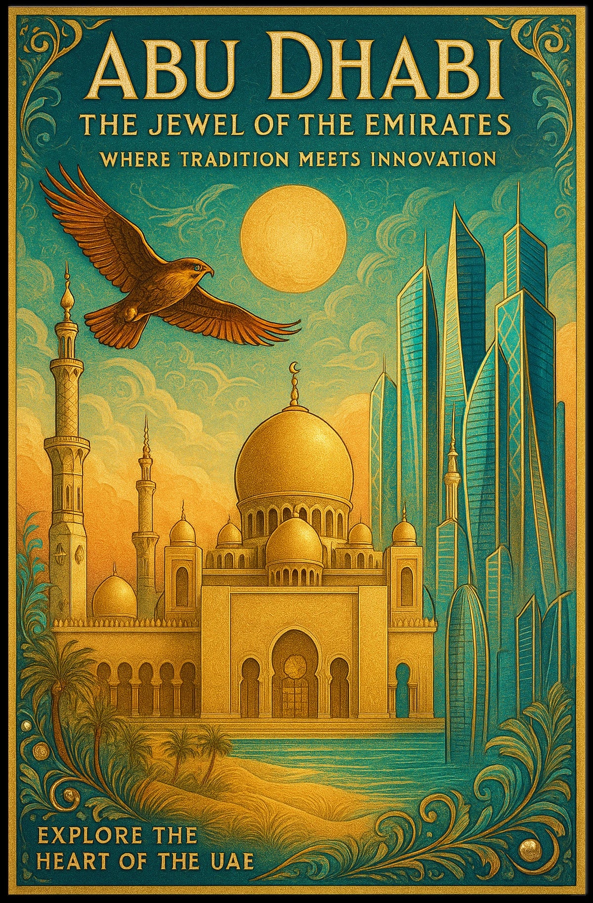 Abu Dhabi Cityscape Jewel of the Emirates Cultural Poster