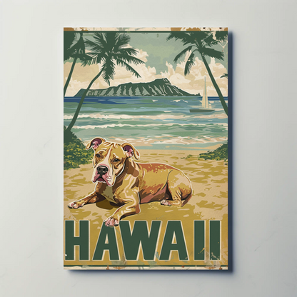 Hawaii Beach Dog Travel Poster