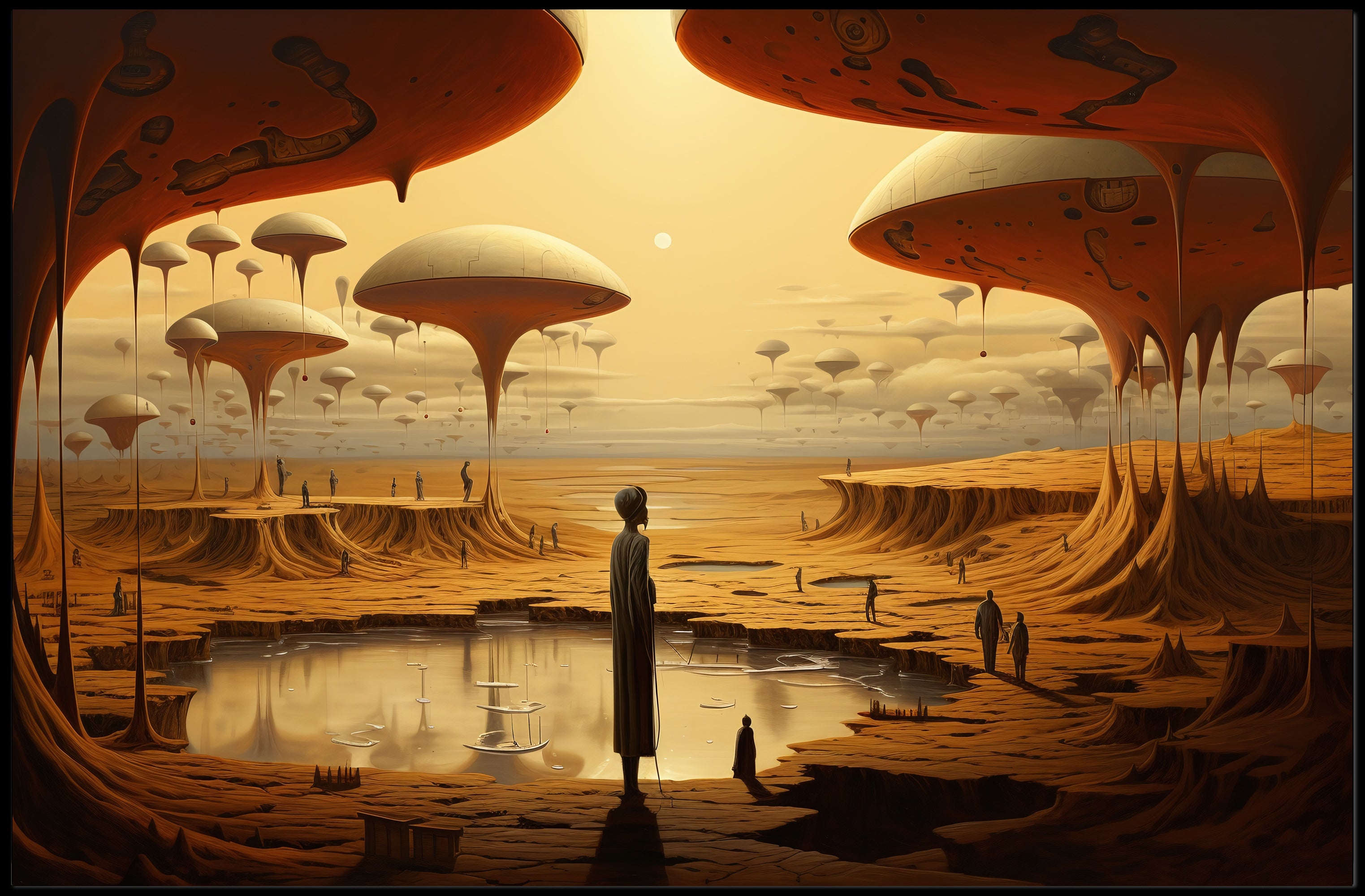 Surreal Alien Landscape Art Print Enhances Futuristic Sci-Fi Poster