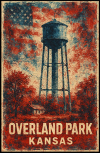 Overland Park Kansas Wanderlust Vintage Travel Map Poster