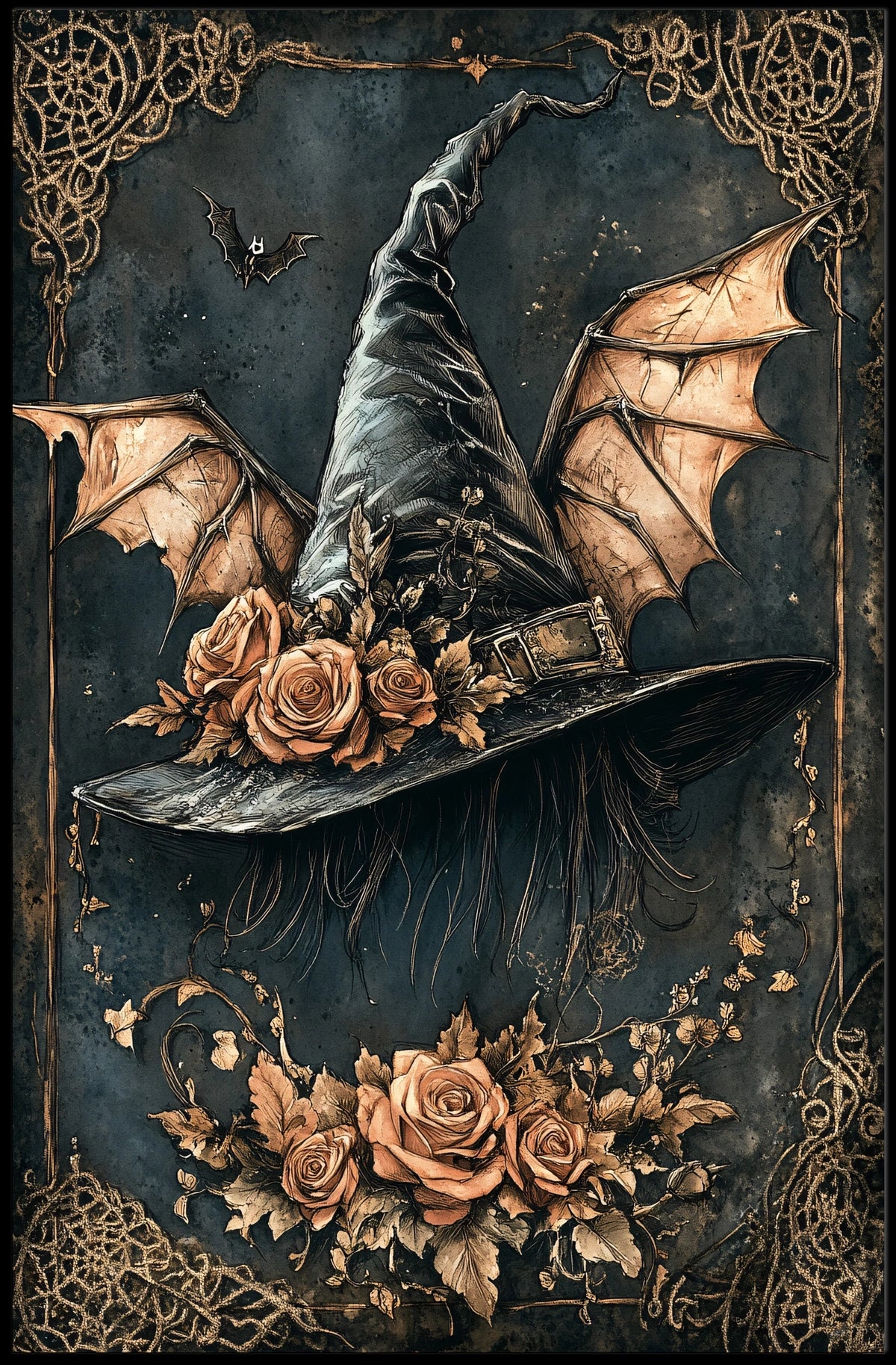 Whimsical Witch's Hat Magic Artistic Poster