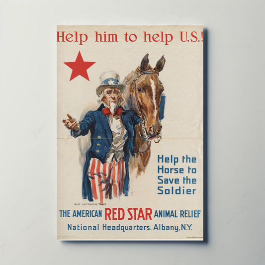 Help Horse Save Soldier Red Star Travel Poster